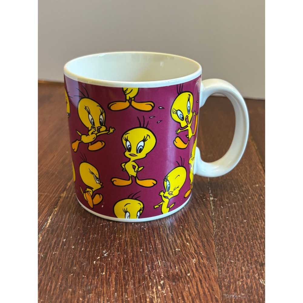 Vintage 1994 Tweety Bird Looney Tunes Coffee Mug Applause Maroon Collectible Cup
